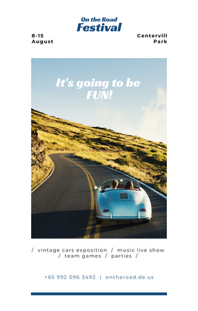 Travel Inspiration People in Car on Road Invitation 4.6x7.2in Design Template