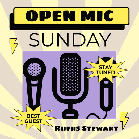 Announcement about Stand-up Open Mic on Sunday Instagram Design Template