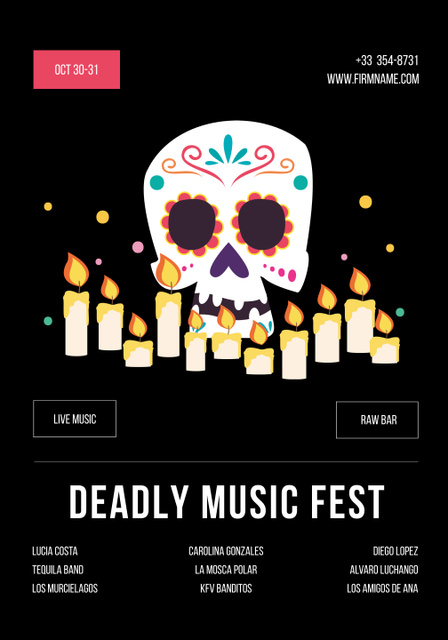 Music Festival on Halloween Announcement Poster 28x40in Modelo de Design