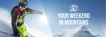 Winter Tour Offer Man Skiing in Mountains Tumblr Design Template