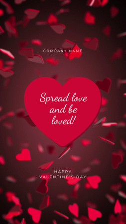 Lovely Valentine`s Day Greeting With Hearts Instagram Video Story Design Template