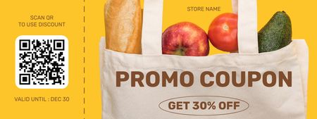 Food From Grocery In Bag  With Discount Coupon Design Template
