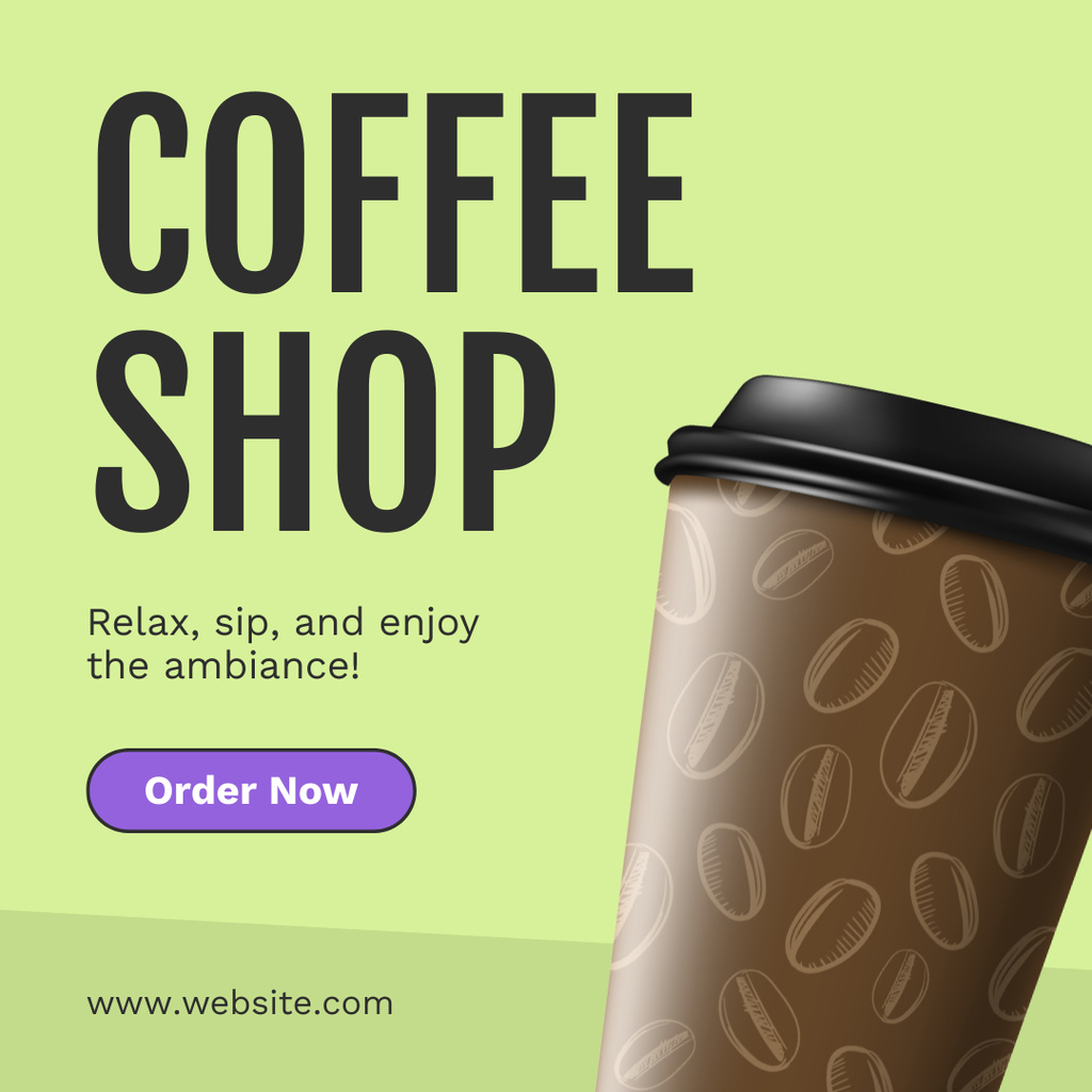 Ontwerpsjabloon van Instagram van Refreshing Coffee Offer In Shop With Slogan