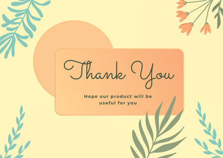 Thank You Message with Flower Illustration Card Design Template