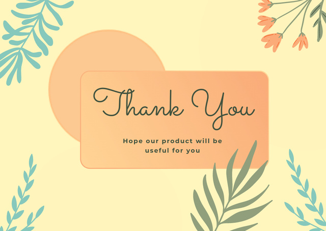 Template di design Thank You Message with Flower Illustration Card