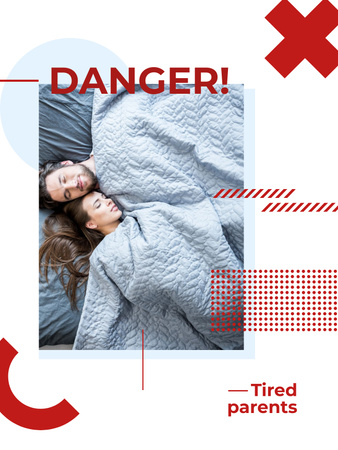 Couple of parents sleeping in bed Poster US Design Template