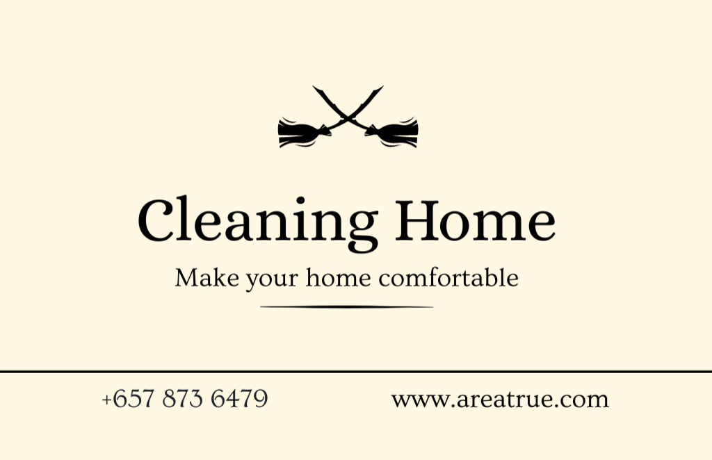 Affordable Cleaning Services Offer With Emblem And Slogan Business Card 85x55mm Design Template