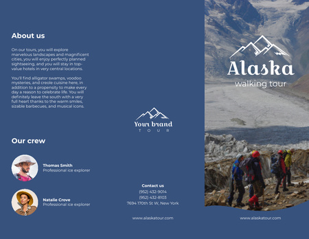 Ontwerpsjabloon van Brochure 8.5x11in van Wandeltochtaanbieding in de bergen