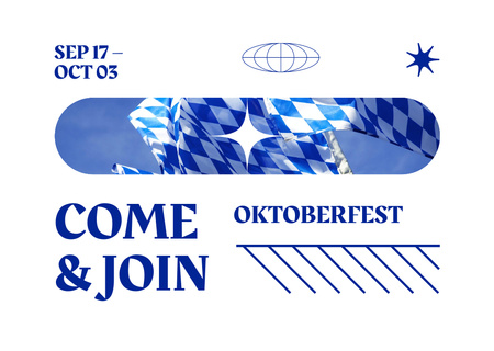 Bayraklarla Canlı Oktoberfest Etkinlik Duyurusu Flyer A6 Horizontal Tasarım Şablonu