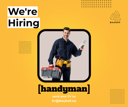 Handyman Hiring Advertisement Facebook Design Template