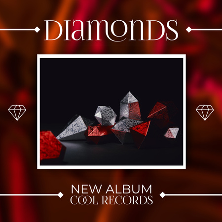 Music Album Announcement with Diamonds Album Cover Modelo de Design