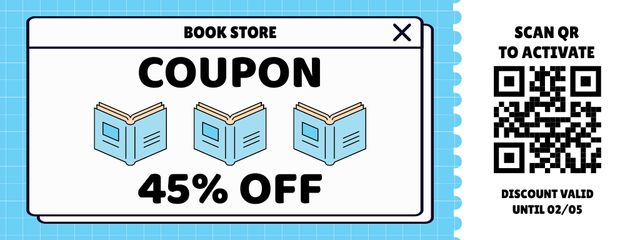Discount in Bookstore on Blue and White Coupon – шаблон для дизайну