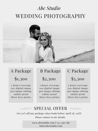 Template di design Offerta speciale fotografo di matrimoni Poster US
