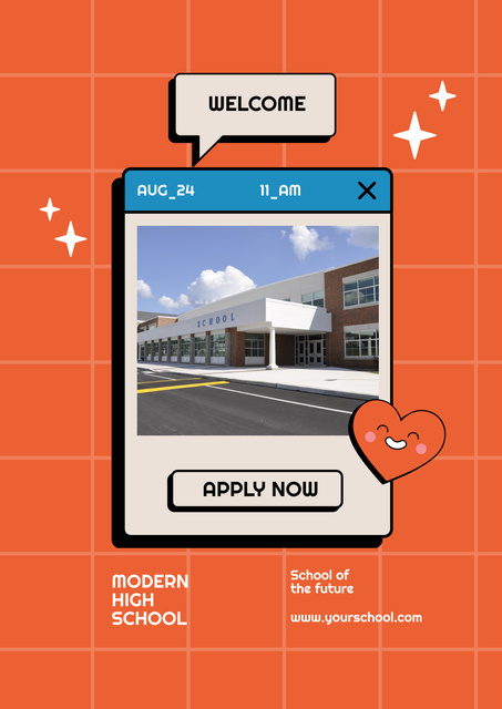 Modern High School Enrollment Announcement In Red Poster – шаблон для дизайна