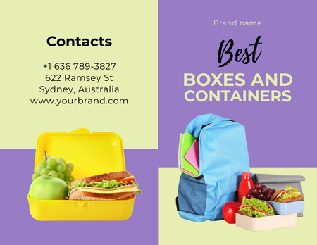 School Food Ad with Backpacks Brochure 8.5x11in Bi-fold Design Template