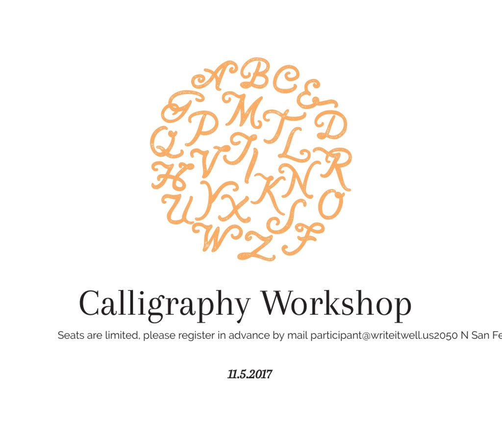 Calligraphy Workshop Announcement Letters on White Facebook Design Template