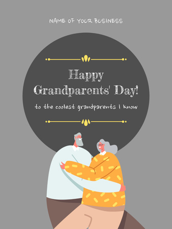 Plantilla de diseño de Saludo del día de los abuelos con linda ilustración Poster US 