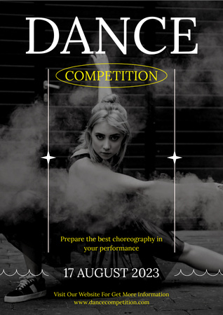 Ontwerpsjabloon van Poster van Dance Competition Ad with Attractive Girl