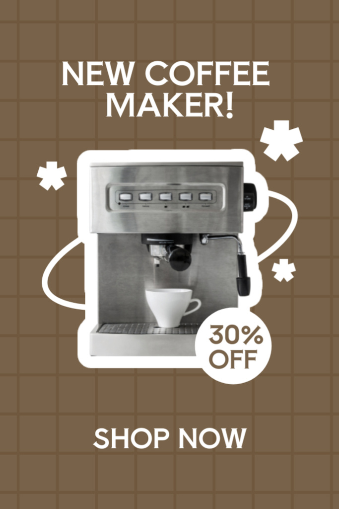 Modèle de visuel Announcement of Discount on New Model of Coffee Machine - Tumblr