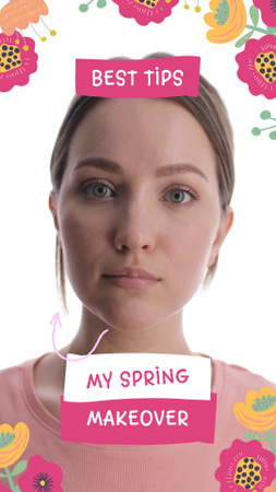 Plantilla de diseño de Consejos para el maquillaje de primavera en blanco TikTok Video 