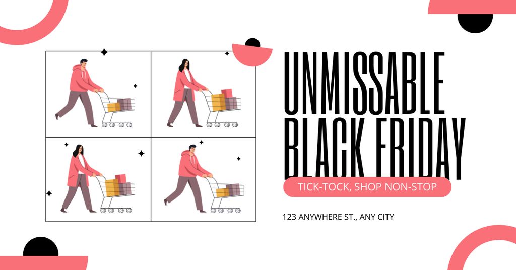 Modèle de visuel Unmissable Black Friday Shopping - Facebook AD