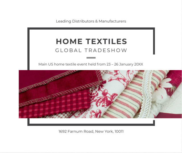 Home Textiles Event Announcement in Red Facebook Design Template