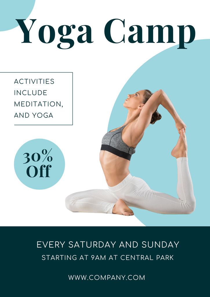 Ontwerpsjabloon van Poster van Yoga Camp Announcement