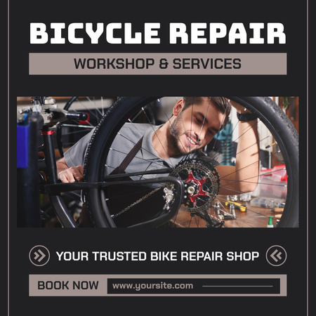 Trusted Bicycle Repair Instagram AD – шаблон для дизайна