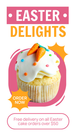 Easter Delights Offer with Sweet Tasty Cupcake Instagram Story Design Template