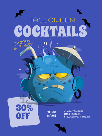Halloween Cocktails Ad Poster US Design Template