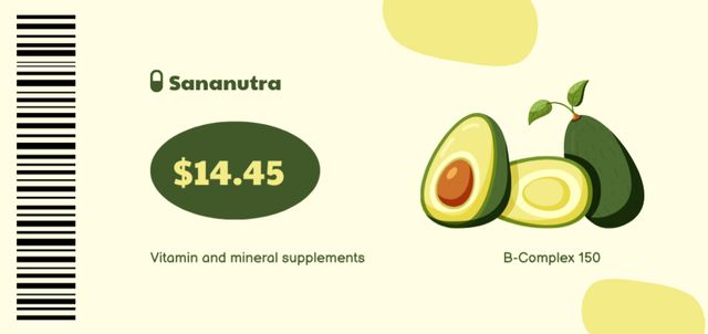Premium Nourishing Supplements Offer With Avocado Coupon Din Large tervezősablon