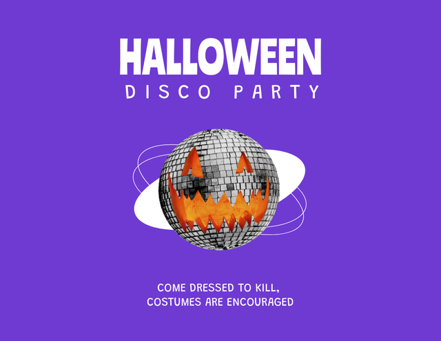 Amazing Halloween Disco Party Announcement With Slogan Flyer 8.5x11in Horizontal Design Template