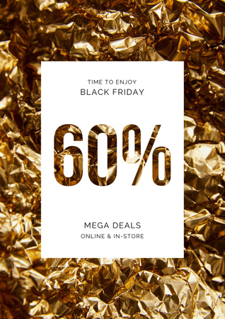 Black Friday deal on golden foil Poster Design Template