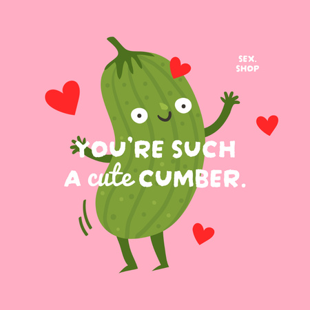 Ontwerpsjabloon van Instagram van Sex Shop Ad with Funny Cucumber