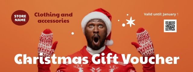 Festive Christmas Voucher For Clothes And Accessories Couponデザインテンプレート