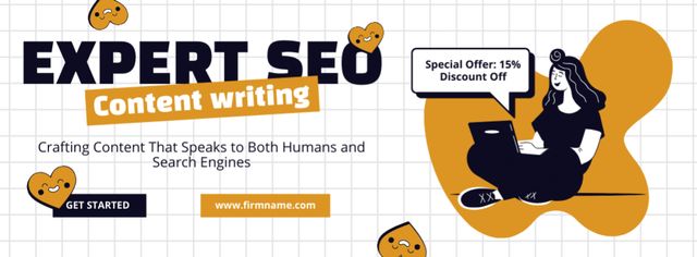 Expert SEO Content Writing Service At Discounted Rates Facebook cover Πρότυπο σχεδίασης
