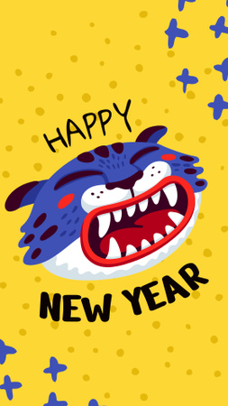 Cute New Year Greeting with Tiger Instagram Story Design Template