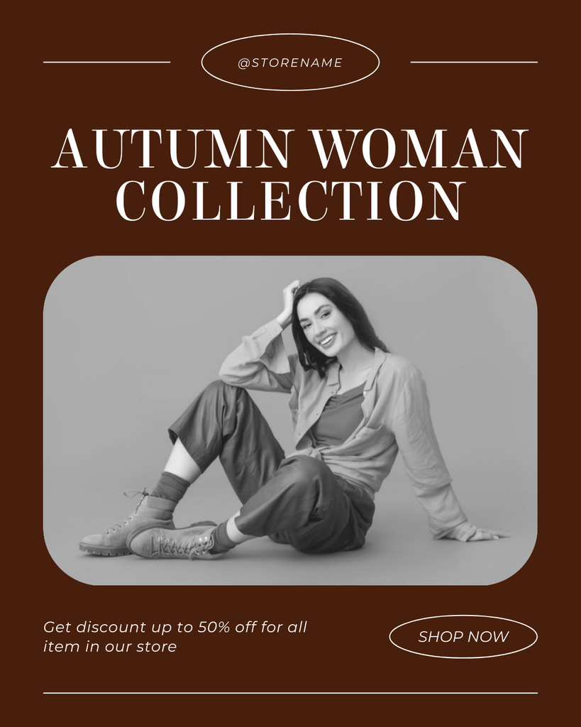 Autumn Female Clothes Collection Promotion Instagram Post Vertical Πρότυπο σχεδίασης