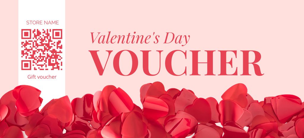 Fresh Rose Petals For Valentine's Day Gift Voucher Offer Coupon 3.75x8.25in Tasarım Şablonu