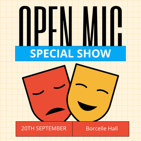 Special Show Announcement with Theatrical Masks Instagram Design Template