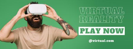 Man in Virtual Reality Glasses Facebook cover Design Template