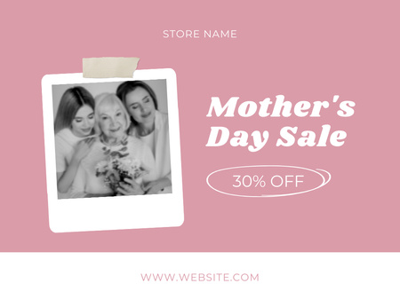 Mother's Day Sale with Discount Thank You Card 5.5x4in Horizontal Design Template