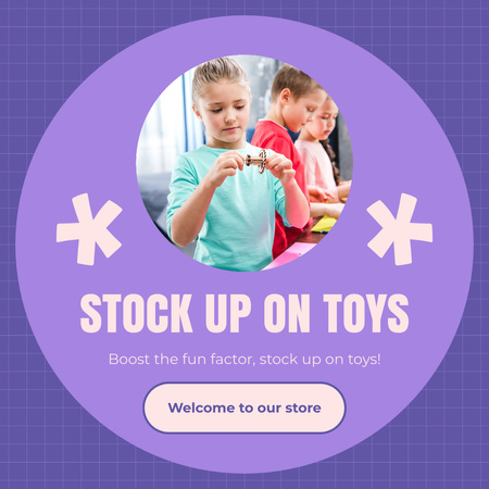 Toys Sale Advertisement with Children Playing Instagram AD Design Template