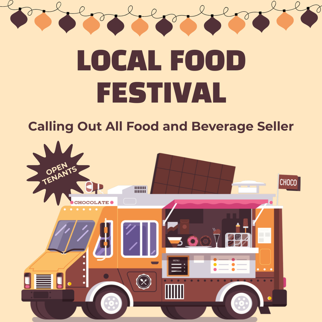 Local Street Food Festival Announcement Instagram Tasarım Şablonu
