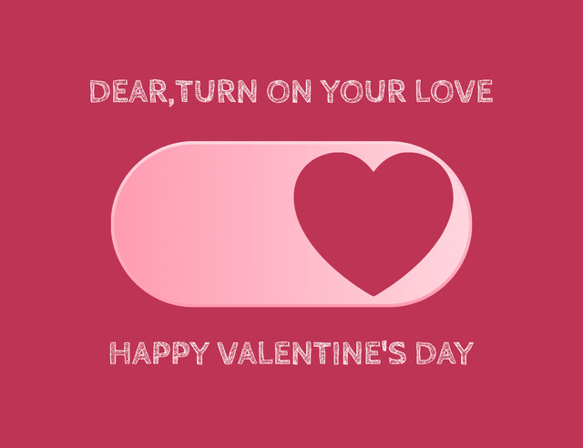 Thrilled Valentine's Day Greeting with Red Heart Thank You Card 5.5x4in Horizontal Šablona návrhu