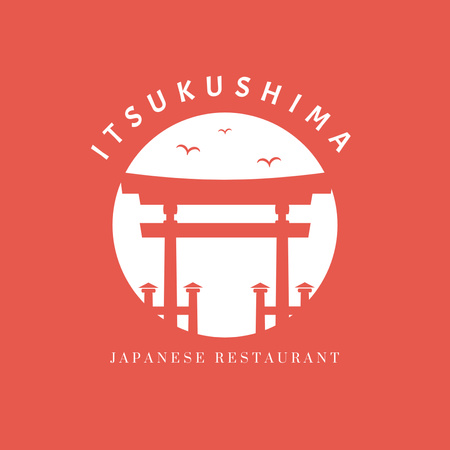 Japanese Restaurant Emblem with Torii Logo Design Template
