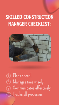 施工管理のチェックに関する専門的なアドバイス Instagram Video Storyデザインテンプレート