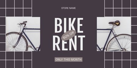 Urban Bikes for Rent Offer on Purple Twitter Design Template