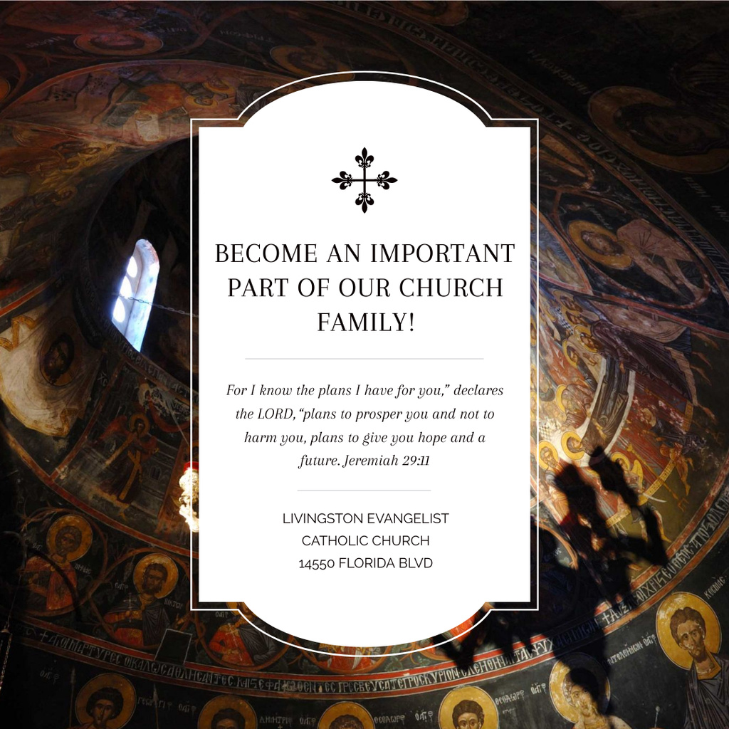 Church Invitation Old Cathedral View Instagram AD Design Template