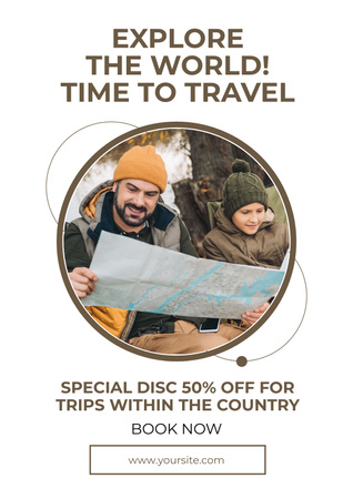 Family Hiking Tours Discount Poster Design Template